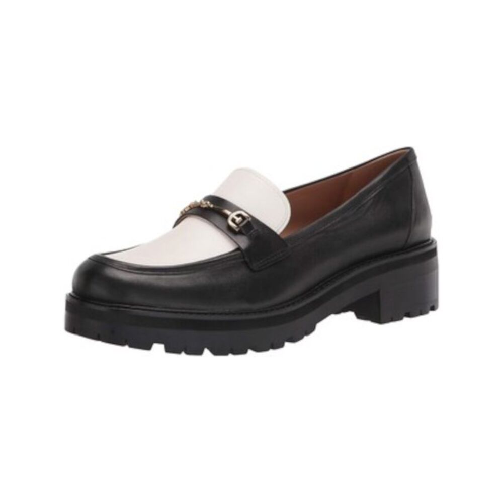 NWT SAM EDELMAN Womens Black 1" Platform Bar Tully Slip On Heeled Loafers 10 M
